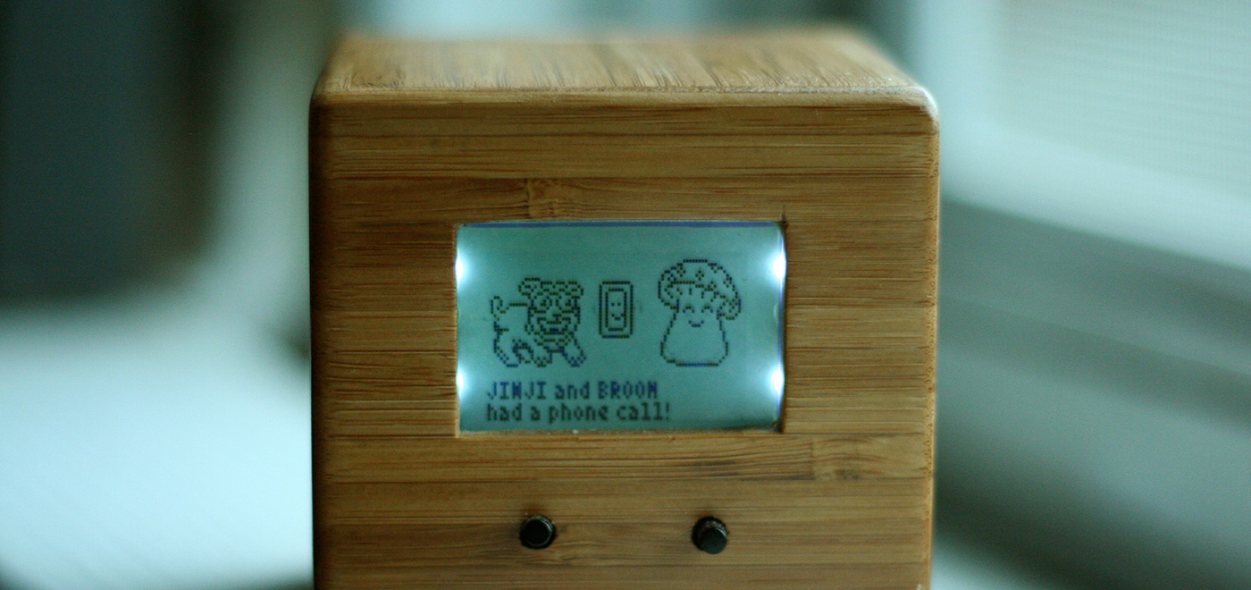 Familiar Box illustration, featuring a dog making a phone call to a mushroom
